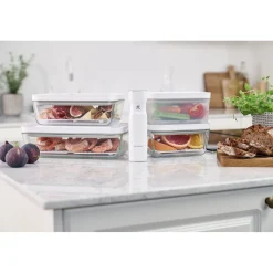Set d&rsquo;accessoires sous vide pour bo&icirc;tes en verre, Bo&icirc;te à frigo/Plat à gratin / 2-pcs