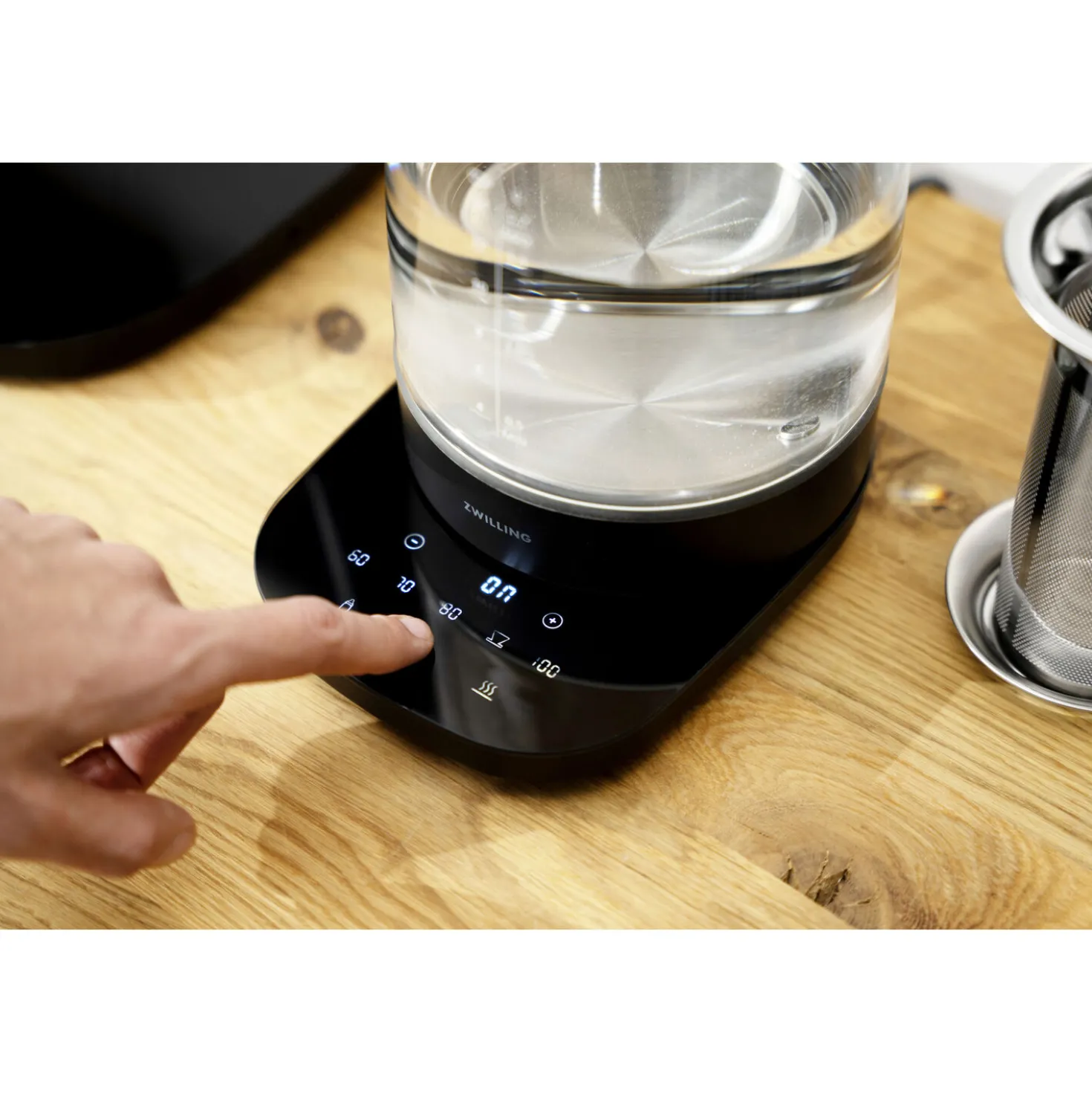 Théière-bouilloire électrique en verre, 1,7 l, Noir mat
