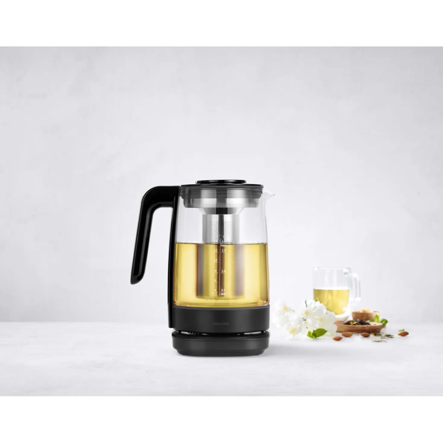 Théière-bouilloire électrique en verre, 1,7 l, Noir mat