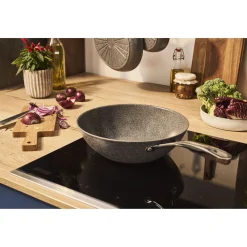 Wok, 30 cm, Aluminium, Revêtement antiadhésif en céramique renforcée en titane