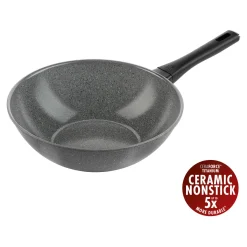 Wok, 28 cm, Aluminium, Revêtement antiadhésif en céramique renforcée en titane
