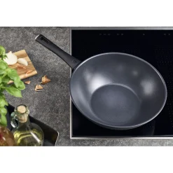 Wok, 30 cm, Aluminium, Revêtement antiadhésif en céramique renforcée en titane