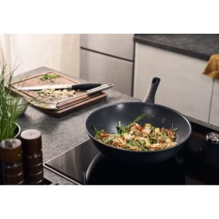 Wok, 30 cm, Aluminium, Revêtement antiadhésif en céramique renforcée en titane